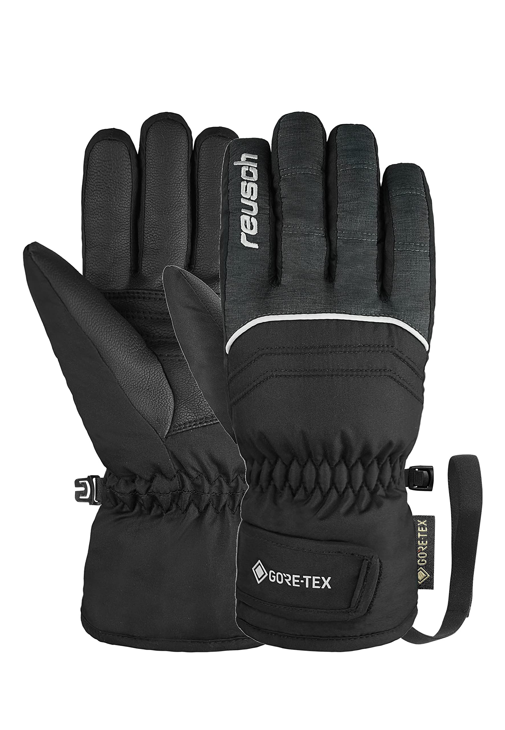 Reusch Kinder Teddy Gore-tex Wind-und Wasserdicht Warme Skihandschuhe Sporthandschuhe Schneehandschuhe Zum Schlittenfahren Winter-Handschuhe, Schwarz / Schwarz Melange, 5.5