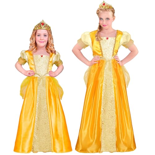 Widmann - Kinderkostüm Prinzessin, goldgelb, Kleid und Tiara, Königin, Märchen, Faschingskostüme, Karneval