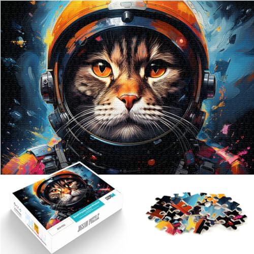 Puzzles, Geschenke, Spielzeug, Bunte Psychedelie von Katzen auf dem Planeten, 1000-teiliges Puzzle aus Holz, Geburtstagsgeschenk, Geschenke für oder, Wandkunst, 1000 Teile (50 x 75 cm)