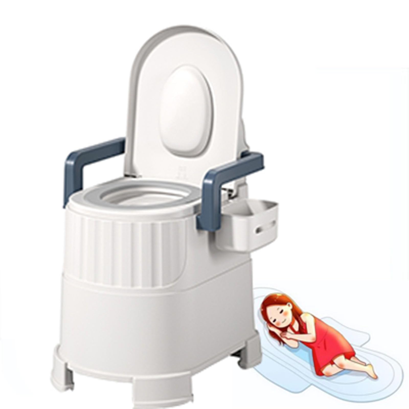 lwjunmm Nachtkommode für Erwachsene, Toilettenstuhl für Schlafzimmer, Nachtkommode mit Abnehmbaren Armlehnen, Tragbar, Mobil, Geruchloser Sitz,FlagshipModel-red-Room+Toilet