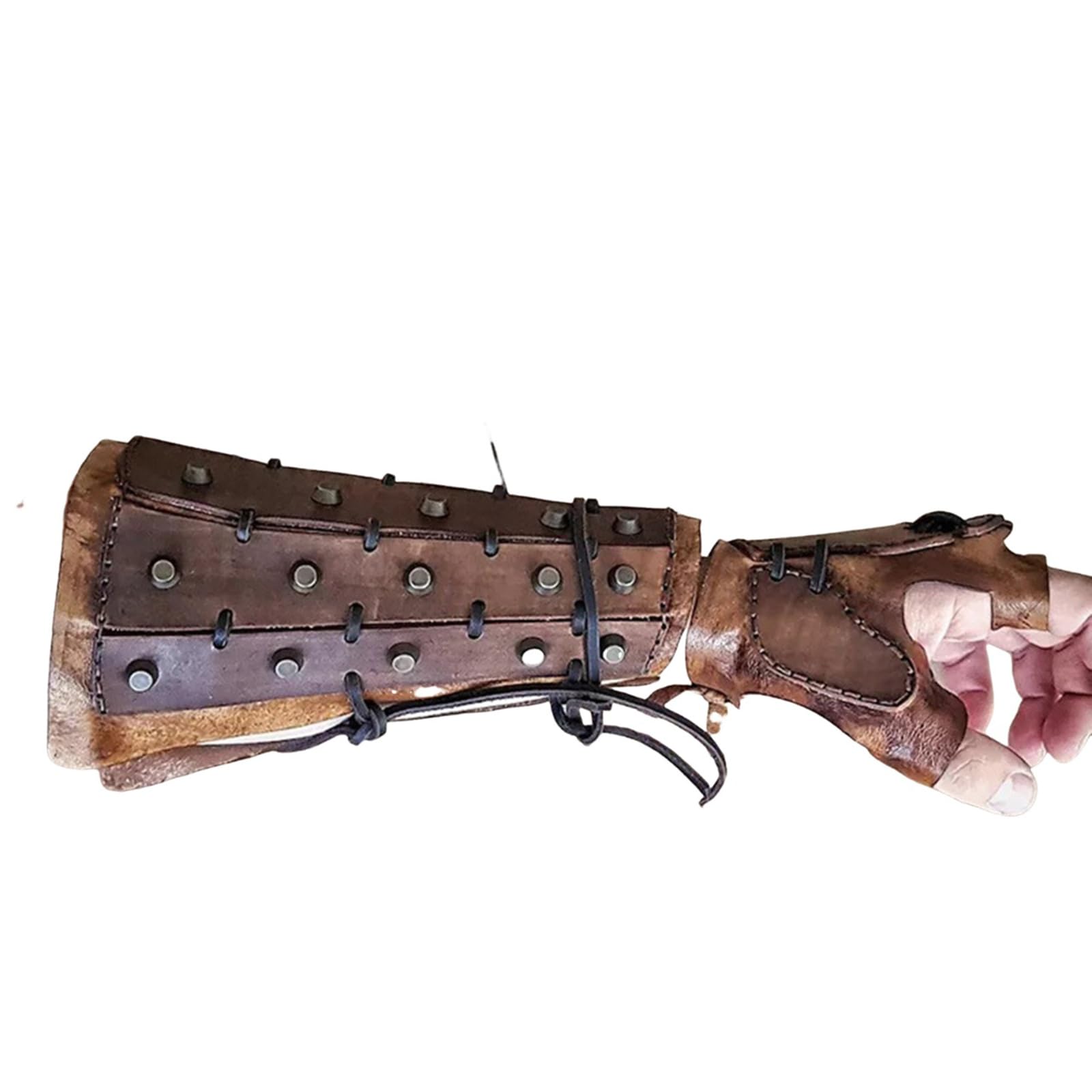 MDFCZXP PU Leder Bogenschießen Armschutz Steampunk Retro Arm Arm Arm Armband Verstellbar Gothic 1 Paar Mittelalter Unterarm Stulpen Armband für Cosplay Bühne Requisiten,Grau,30cm