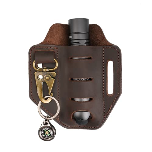 VIPERADE PJ9 EDC Lederscheide Multitoolscheide Werkzeuge Holster Messergürtelscheide Taschenlampenscheide für Leatherman Multitools Messerscheide Handgefertigte (Braun/Plus)