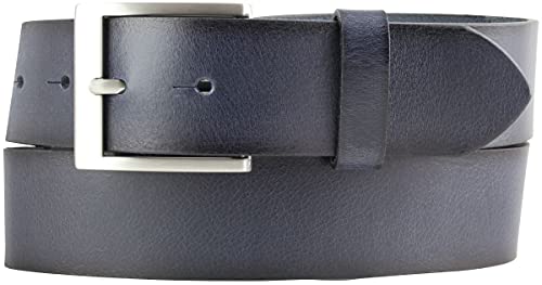 BELTINGER Herren-Gürtel aus Vollrindleder Vintage-Look 4 cm | Jeans-Gürtel für Herren 40mm | Mit geschwärzten Kanten | Marine 90cm