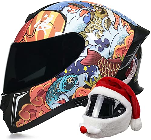 Motorradhelm Integralhelm Mit Doppelvisier Mopedhelm DOT/ECE-Zertifiziert Fullface Helm Rollerhelm Integral-Rennmotorradhelm Moped Street Bike Racing Sturzhelm Unisex