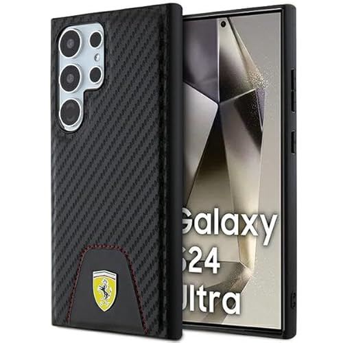 CG Mobile Ferrari FEHCS24LN3PUK Hülle Für S24 Ultra S928 Schwarz hardcase Carbon Stitched Bottom