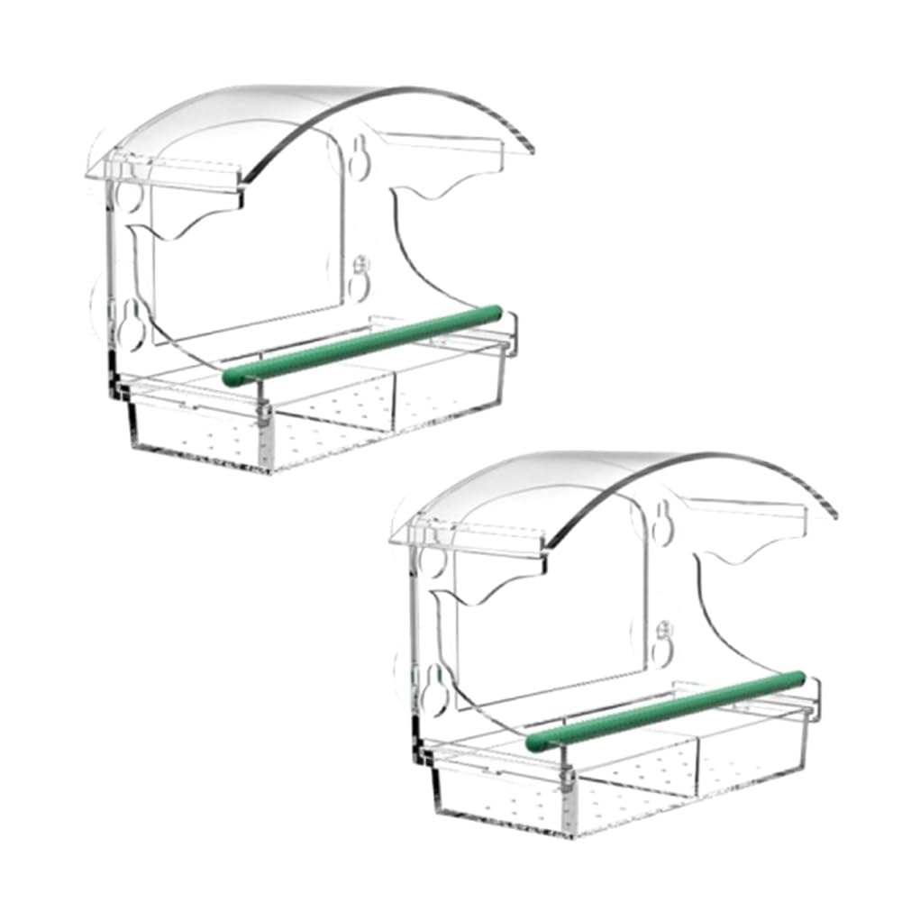 Yunnaty Vogelfutterspender, Acryl, Transparentes Fenster, Vogelfutterschale, Vogelhäuschen, Futterspender für Haustiere, Saugnapf-Installation, Futterspender im Haustyp