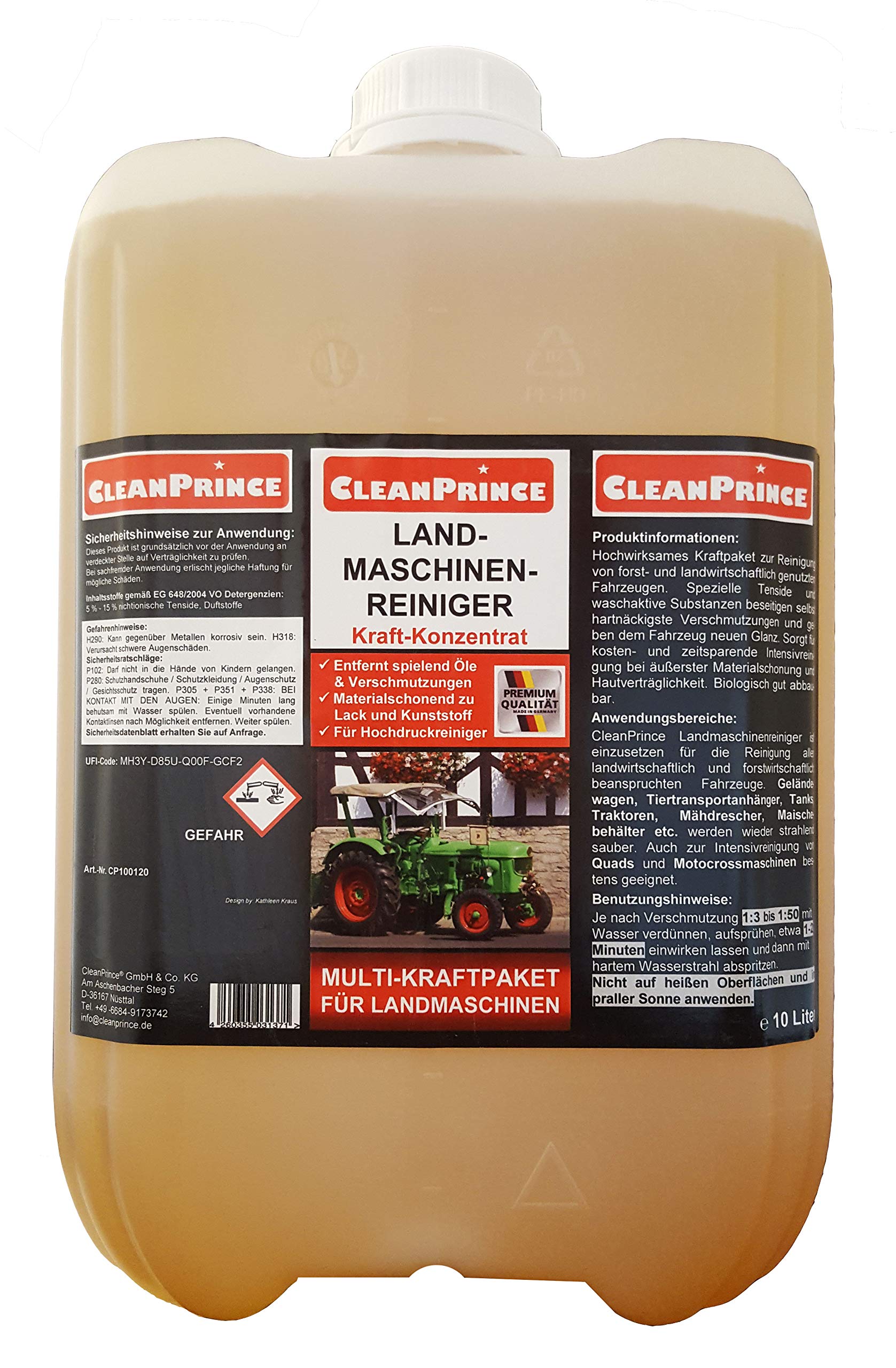 Landmaschinen-Reiniger 10 Liter Landmaschinenreiniger CleanPrince Traktoren Reinigungsmittel LKW