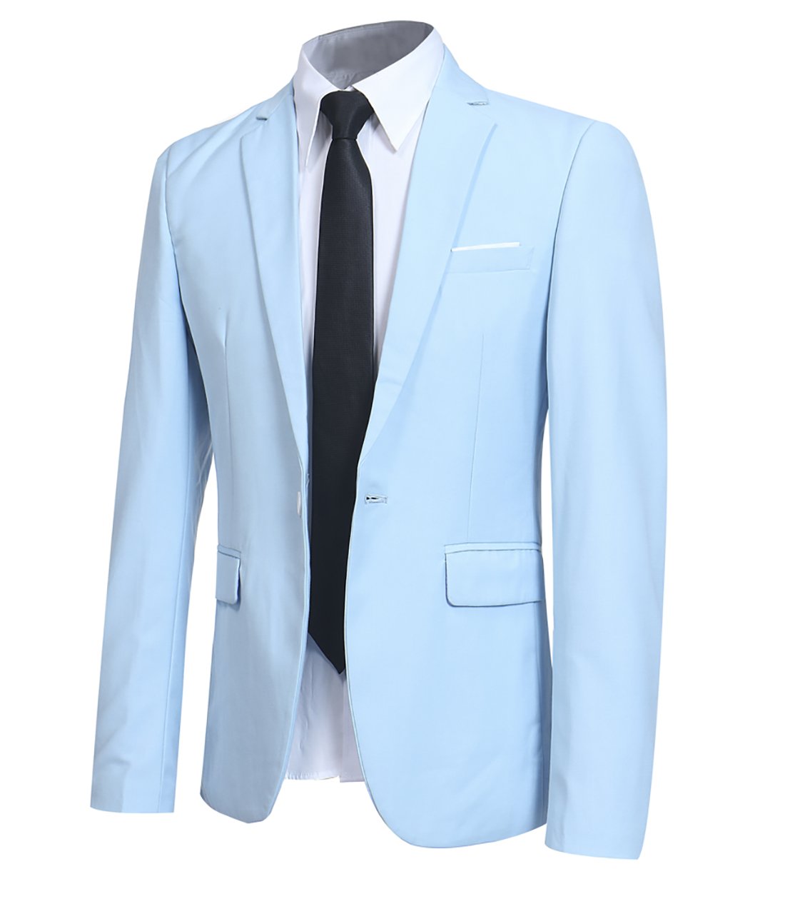 Allthemen Sakko Herren Slim Fit Sportlich Anzugjacke Herren Blazer für Business Hochzeit Freizeit Hellblau S