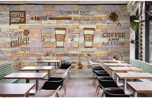 Vintage Backsteinmauer Kaffee 3D Tapete Poster Restaurant Schlafzimmer Wohnzimmer Sofa TV Dekorative Wand-150cm×105cm