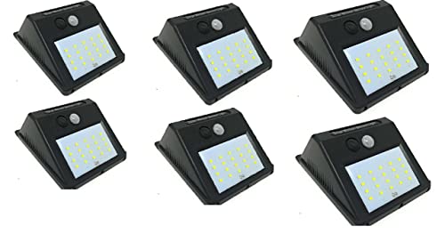 LEOFLA 6 Strahler mit 20 LEDs mit Dämmerungs Solarpanel und Bewegungssensor