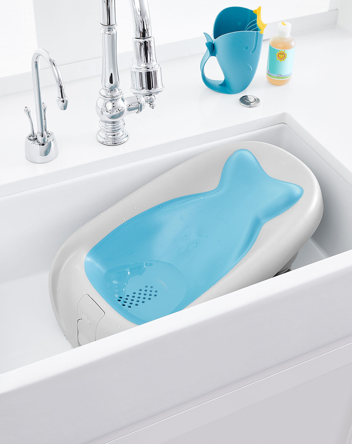 Baby-Badewanne MOBY klappbar in grau/blau 5