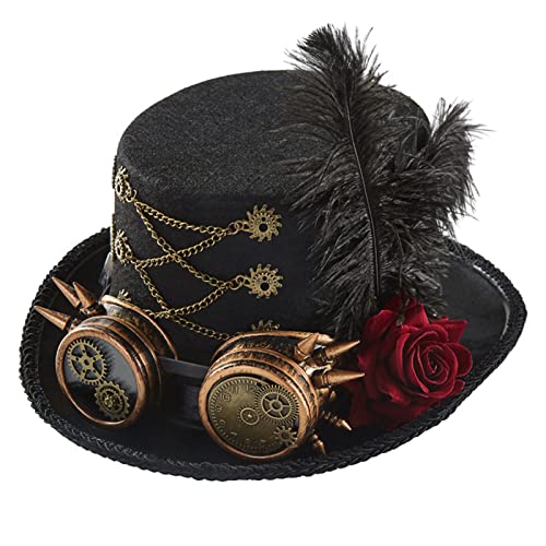 Steampunk-Hut für Herren mit Brille, Steampunk-Hut, Zeitreisende, Halloween, Steampunk-Zubehör, Steampunk-Hut, Steampunk-Hut