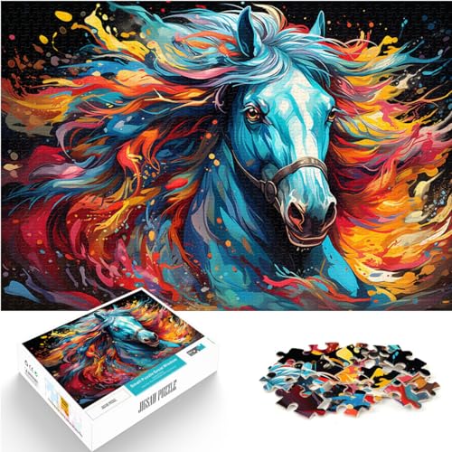 Puzzle, farbenfrohes Kunst-Pferde-Puzzle | Puzzle 1000 Teile für Erwachsene, Holzpuzzle mit vollständig ineinander greifenden und zufällig geformten Teilen, 1000 Teile (50 x 75 cm)