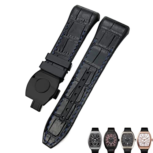 NEYENS Uhrenarmband für Franck Muller, 28 mm, Rindsleder, Silikon, Nylon-Gummi, Faltschnalle, Uhrenarmbänder für Herren, 28mm, Achat