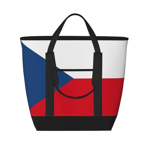 YQxwJL Isolierte Kühltasche mit Flagge der Tschechischen Republik, große Kapazität, Einkaufstasche, Reisetasche, Strand, wiederverwendbare Einkaufstasche für Erwachsene, Schwarz, Einheitsgröße