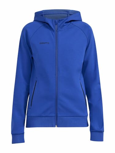 Craft CORE SOUL FULL ZIP Hood | Kapuzenjacke Damen L | Club Cobolt | Baumwoll-Polyester Mix | Ergonomische Passform | Kapuze mit Kordelzug | 2 Taschen | Kapuzenpullover Damen | Sweatjacke Damen