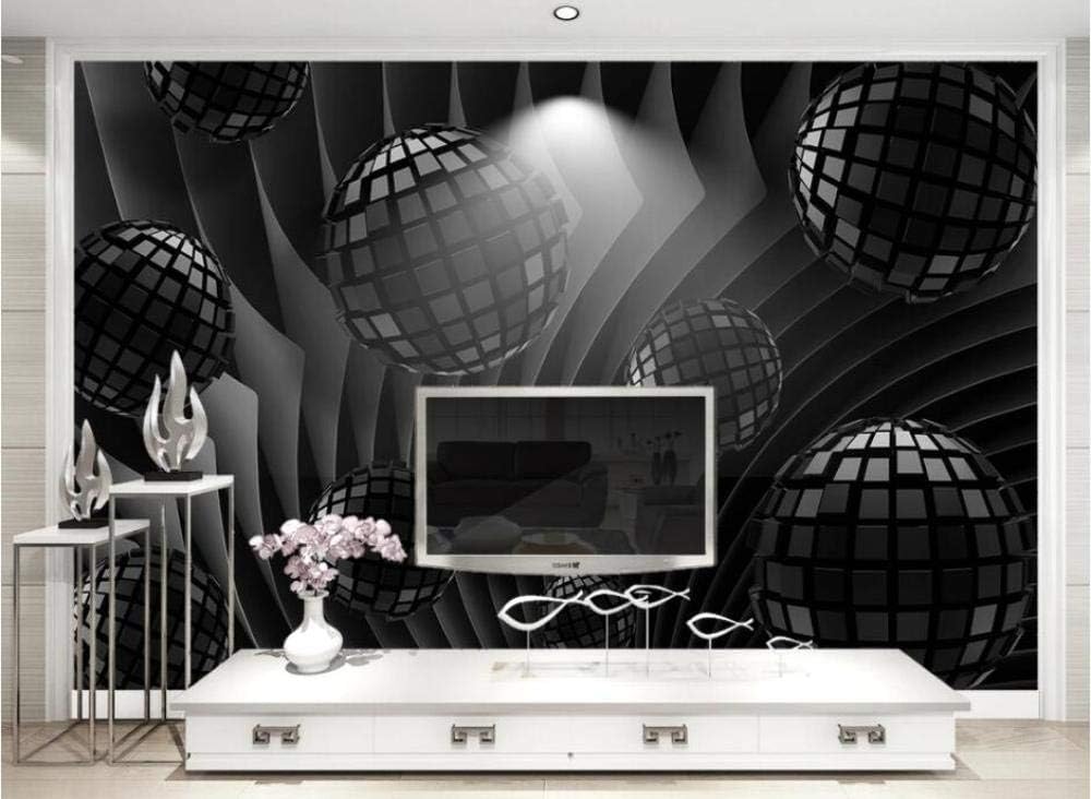 Schwarze Runde Kugel Erweiterter Raum 3D Tapete Poster Restaurant Schlafzimmer Wohnzimmer Sofa TV Dekorative Wand-200cm×140cm