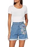 Queen Kerosin Damen Western Jeans-Shorts, Hellblau, M