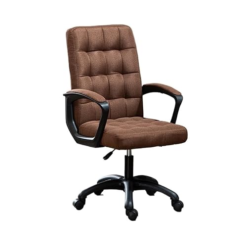 Zhaoj24-05 Bürostuhl Ergonomischer Komfortstuhl Home-Office-Stuhl mit Armlehnen und Rollen Hohe Rückenlehne Stoffkissen Arbeitszimmerstuhl Büro-Chefsessel Schreibtischstuhl(Bruin)