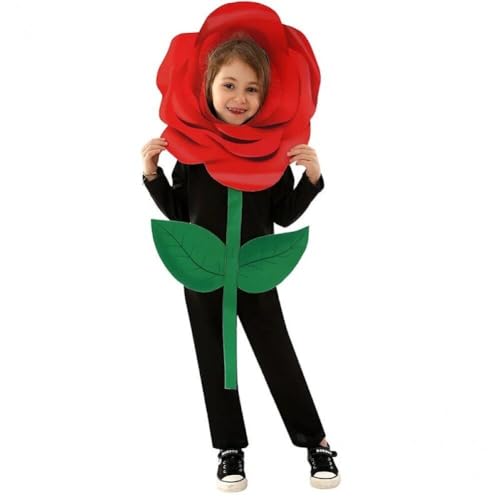 Fituenly Kinder Rose Kostüm Halloween Rose Blume Cosplay Overall Blume Topf Rollenspiel Kleidung Für Karneval Party