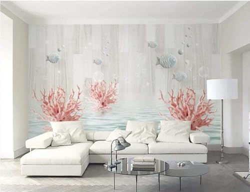 Korallenfisch Wasserblasen 3D Tapete Poster Restaurant Schlafzimmer Wohnzimmer Sofa TV Dekorative Wand-400cm×280cm