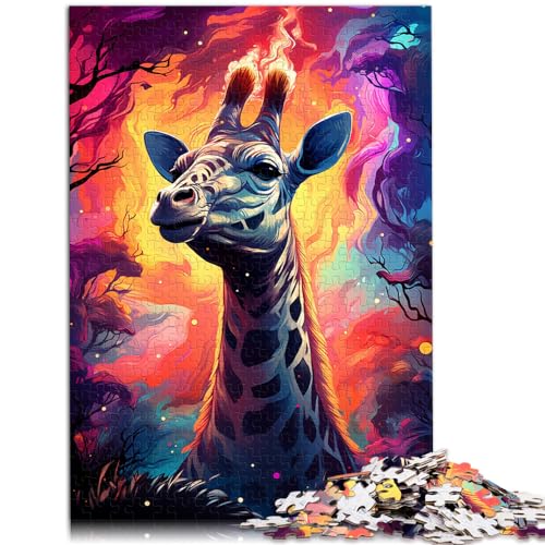 Puzzle zum Verschenken, farbenfrohe psychedelische magische Giraffe, 1000-teiliges Puzzle für Erwachsene, Holzpuzzle, Heimdekoration, Puzzlespielzeug, 1000 Teile (50 x 75 cm)