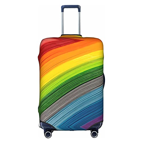 Reisekoffer in Regenbogenfarben, gestreift, hohe Elastizität mit Reißverschluss, mittlere Trolley-Tasche für 45,7 - 81,3 cm