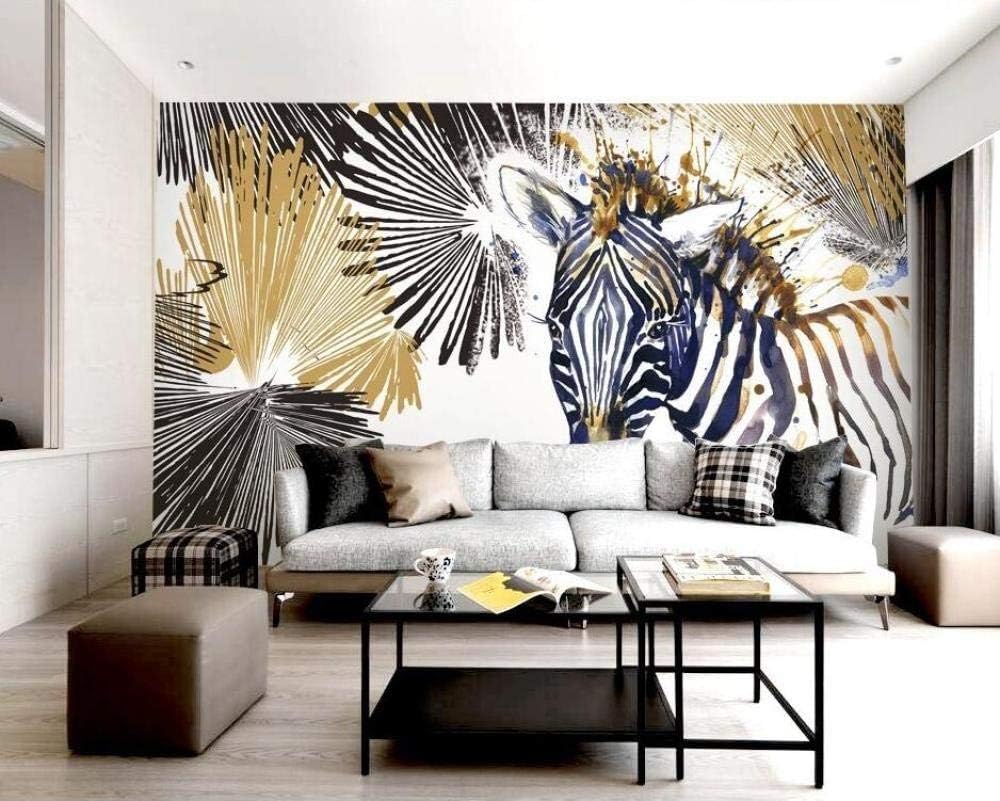 Einfache Linien Aquarell Zebra Cool 3D Tapete Poster Restaurant Schlafzimmer Wohnzimmer Sofa TV Dekorative Wand-400cm×280cm