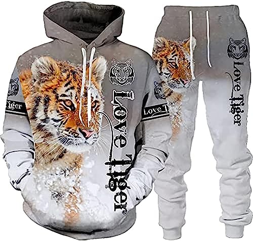 RIAAJ Men's Animal 3D Tiger Joggings Set 3D Printed S-6XL (Men's7,S)