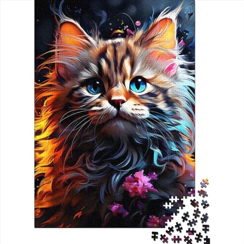 Kunstpuzzle für Erwachsene, 1000 Teile, Traumkatze, lustige Puzzles für Erwachsene, 1000 Teile, großes Holzpuzzle für Erwachsene (Größe 29,53 x 19,69 Zoll)