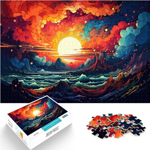 Puzzle, Lernspiele, Fantasie, farbenfrohe Sonnenuntergangslandschaft für Erwachsene, 1000-teiliges Puzzle, Holzpuzzle, Staycation, Zeit totzuschlagen, 1000 Teile (50 x 75 cm)