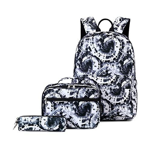 MEELYHOME Damen-Rucksack mit großem Fassungsvermögen, Lunchtasche und Federmäppchen, Batikdruck, Rucksack, Reiserucksack, Schulbuchtaschen