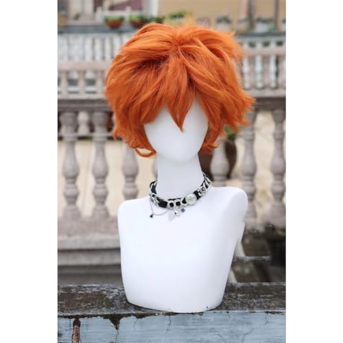 WCCNKK Anime Cosplay Perücke, Haikyuu Shoyo Hinata Perücke, Orangefarbenes Kurzes Haar, Mit Kostenloser Perückenkappe, Für Party Alltag Halloween Perücke Cosplay, Dekorative Accessoires