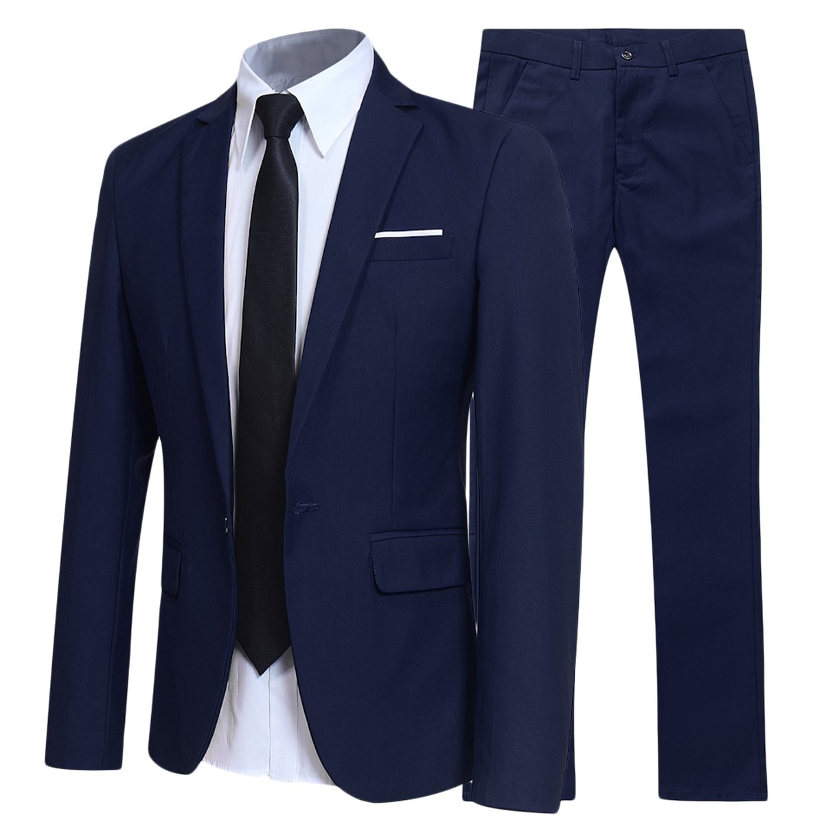 Allthemen Anzug Herren Anzüge Slim Fit 2 Teilig Business Herrenanzug Sakko Hose Marineblau XXL