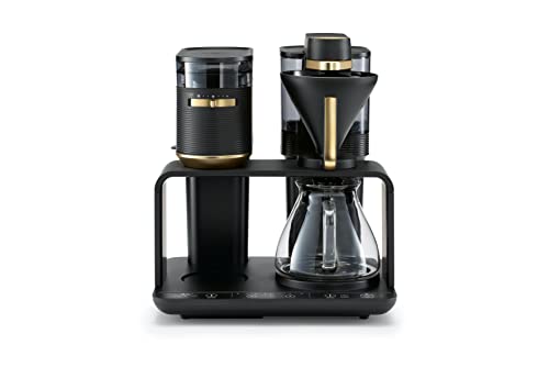 Melitta Kaffeemaschine mit Mahlwerk "EPOS 1024-04", 1 l Kaffeekanne, Papierfilter, 1x4, Schwarz/Gold, 360rotierender Wasserauslauf