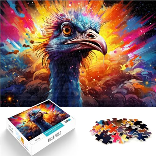 Puzzles, farbenfrohe psychedelische Straußenkunst, 1000 große Teile, Puzzle für Erwachsene, Holzpuzzle, Familienaktivität, Puzzle, Lernspiele, 1000 Teile (50 x 75 cm)