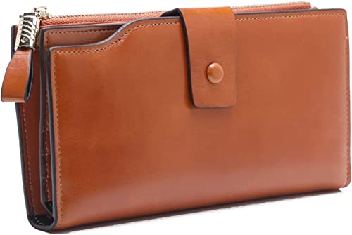 Brieftasche, Kartentasche, Damen-Leder-Geldbörsen, Damen-Reißverschluss-Geldbörsen, große Kapazität, Damen-Geldbörse, lange Haspe-Geldbörse, Clutch, Münzkartenhalter (braun) (Farbe: Schwarz) ( Color :