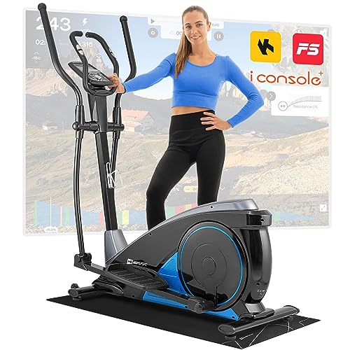 Hop-Sport HS-060C Ellipsentrainer Ergometer - Crosstrainer für Zuhause mit App-Steuerung, HRC-Funktion, 16 Widerstandsstufen - Elliptical Trainer max. Benutzergewicht 150 kg blau