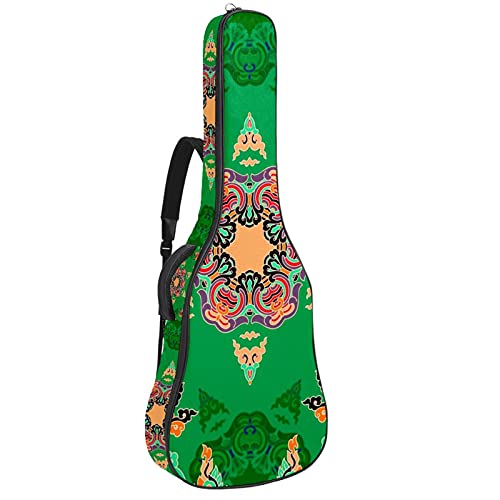 Tasche für Akustikgitarre mit mehreren Taschen Dicke Polsterung Wasserdichter Gitarrenkoffer Gig Bag 108,9 x 42,9 x 11,9 cm (Grün Vintage)