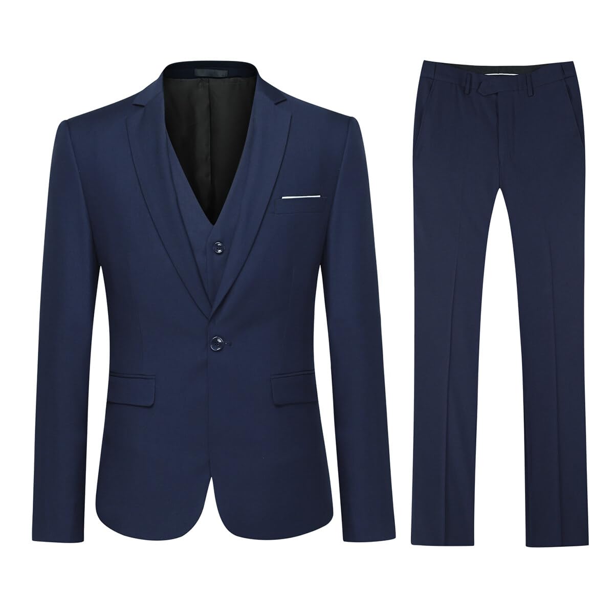 YOUTHUP Herren Anzug Slim Fit 3 Teilig Anzüge für Hochzeit Business Herrenanzug Sakko Anzughose Weste, Navy, XS