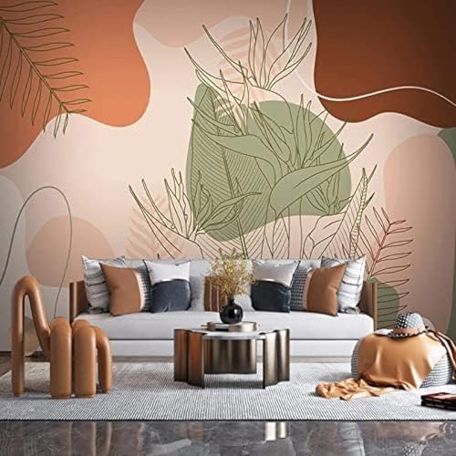 XLMING Stilvolles Abstraktes Handgemaltes Botanisches Blatt 3D Tapete Wohnzimmer Sofa Schlafzimmer Esszimmer Home Dekoration Wand-300cm×210cm