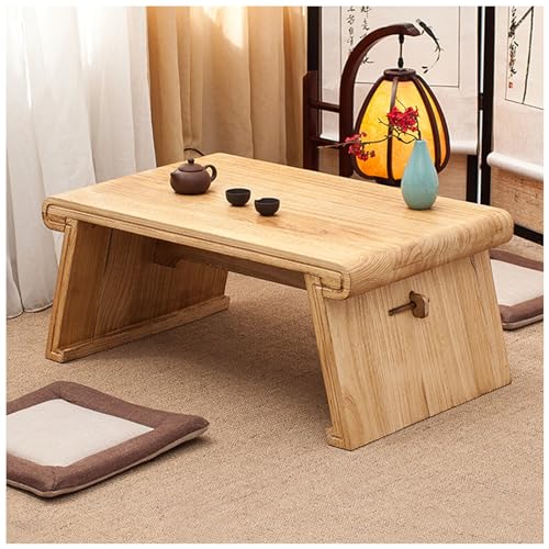 Klappbare Couchtische aus Holz, japanischer Bodenschreibtisch, Bodentischtablett, niedriger Tisch zum Sitzen auf dem Boden (Farbe: Holzfarbe, Größe: 90 x 40 x 30 cm) (Braun 80 x 40 x 30 cm) (Holzfarb