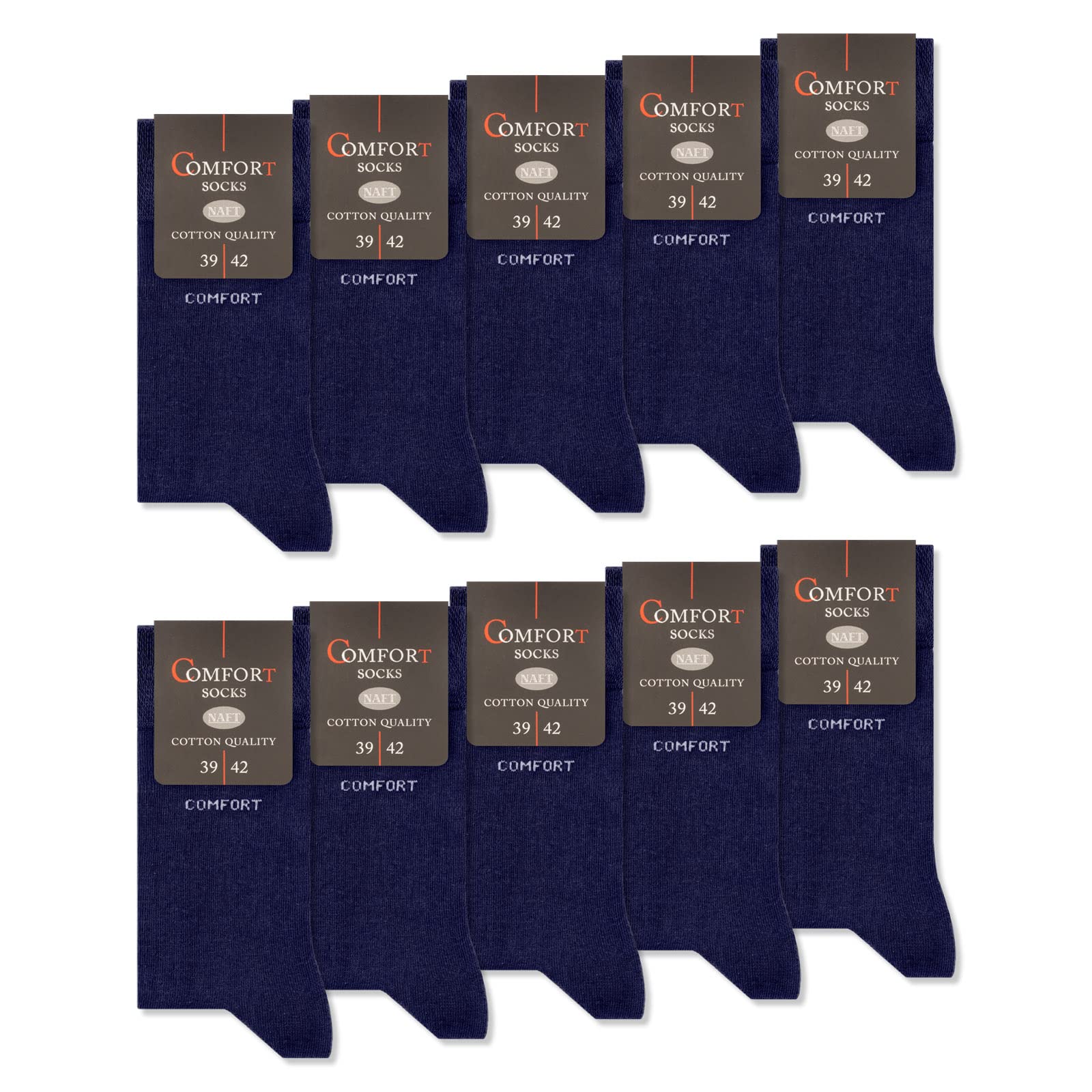 10 Paar Comfort Socken ohne Gummi & ohne Naht Herren & Damen Baumwolle Komfortbund 13100 (Navy 47-50)