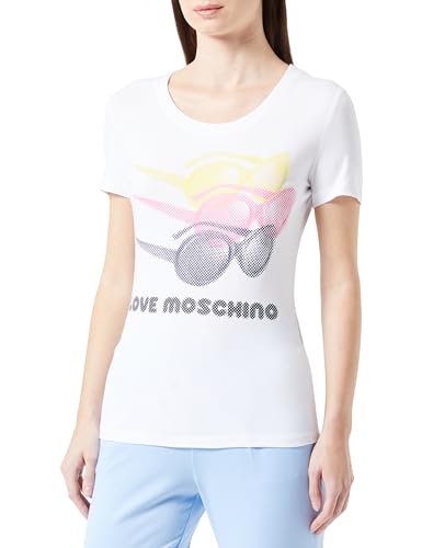 Love Moschino Women's Tight-fit Short-Sleeved T-Shirt, Optical White, 42