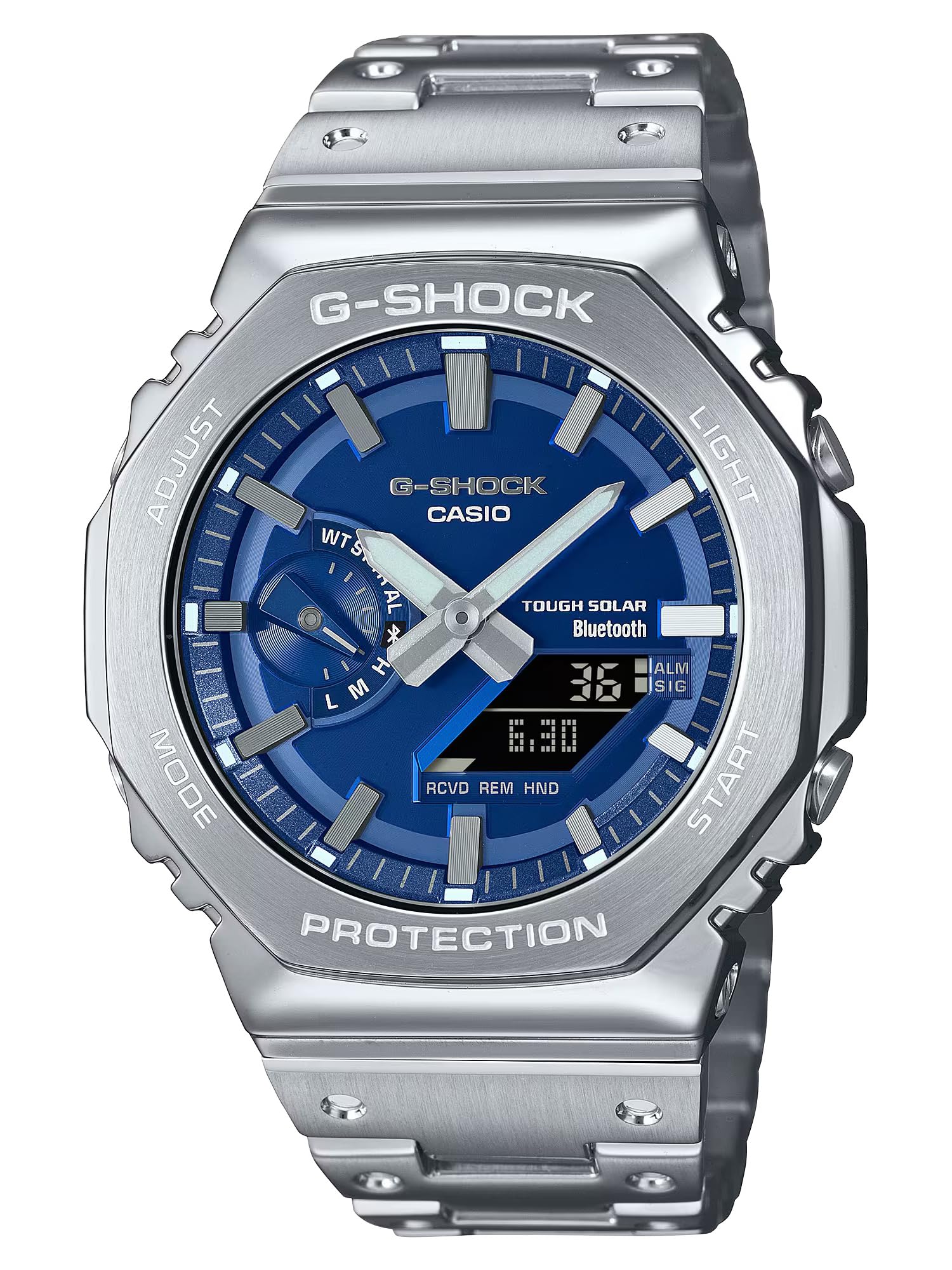 G-Shock Casio GMB2100AD-2A Herren-Armbanduhr, Vollmetall, leuchtend blau, silber, blau, Sportlich