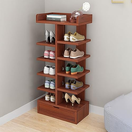 YIHANSS Schuhregal, Holzschuhschrank, schmaler Schuhschrank, schmaler Schuhschrank für den Eingangsbereich, stabiles Schuhregal, freistehender Schuhaufbewahrungsschrank (Stamm 105 cm)