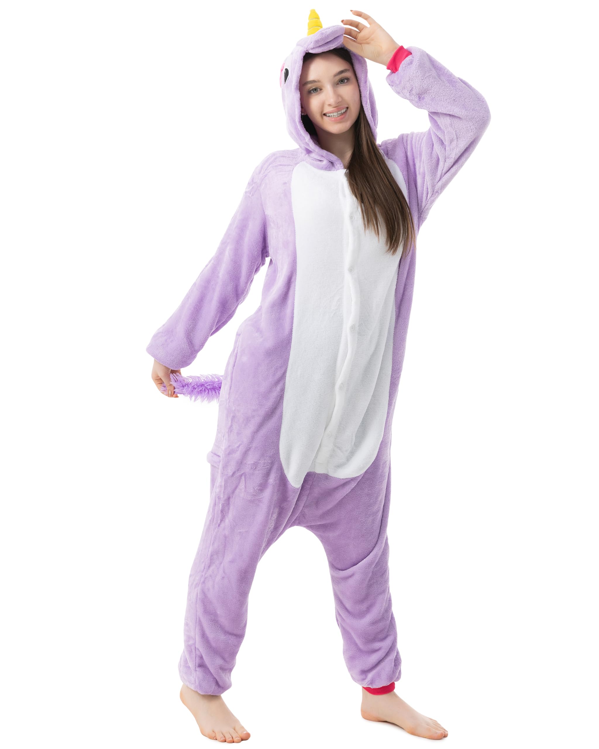 Katara 1744 Einhorn Onesie Kostüm, Märchen, Party, Karnevals-Kostüm Fantasie in Lila, Verkleidung zum Fasching, Sleepsuit, Schlafanzug, Hausanzug, Jogginganzug, Cosplay, Tierkostüm