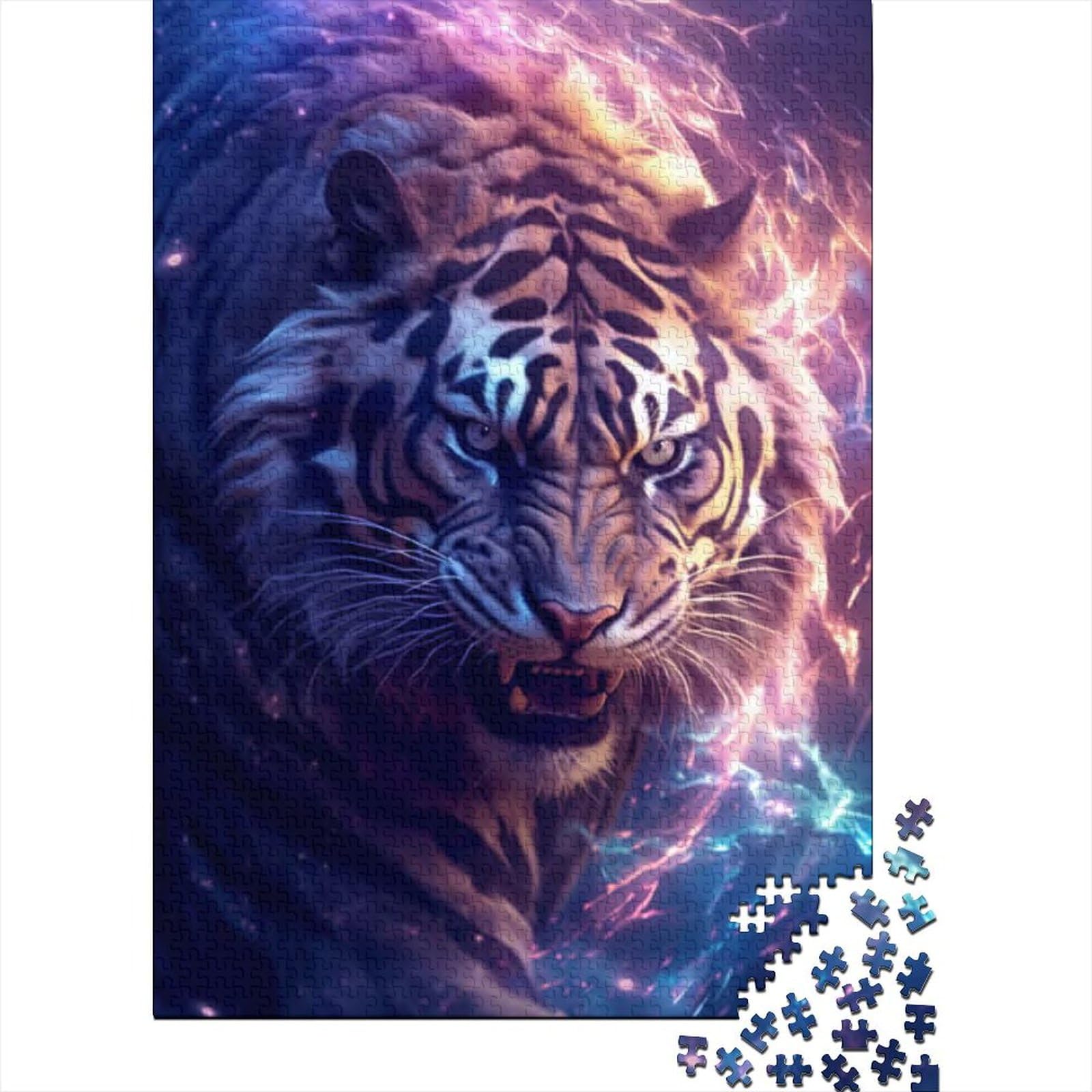 Puzzle für Erwachsene, 500 Teile, Fantasie-Tiger, Puzzle für Erwachsene, Holzpuzzle, Lernspielzeug, Größe: 52 x 38 cm