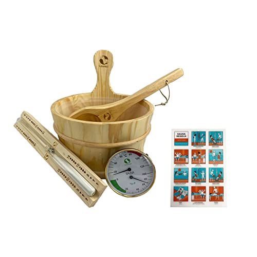 Sauna Zubehör Set Premium 4.0 Saunaset 6-teilig aus Kiefernholz