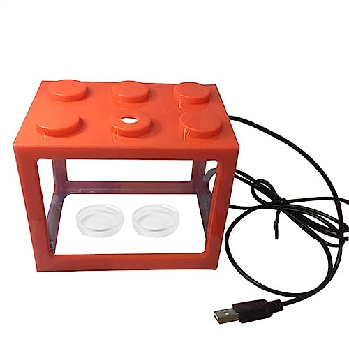 Aquarium Aquarium Acryl USB Mini Aquarium Tank Propagator Aquarium mit LED-Licht Home Office Desktop dekorative Tank Aquarium-Kit(Orange)